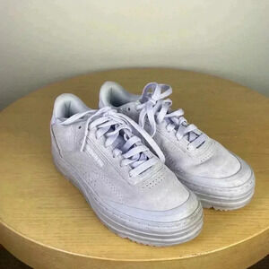 Reebok Women’s 6.5 Platform Sneakers Purple Retro Casual Classic Leather Shoe